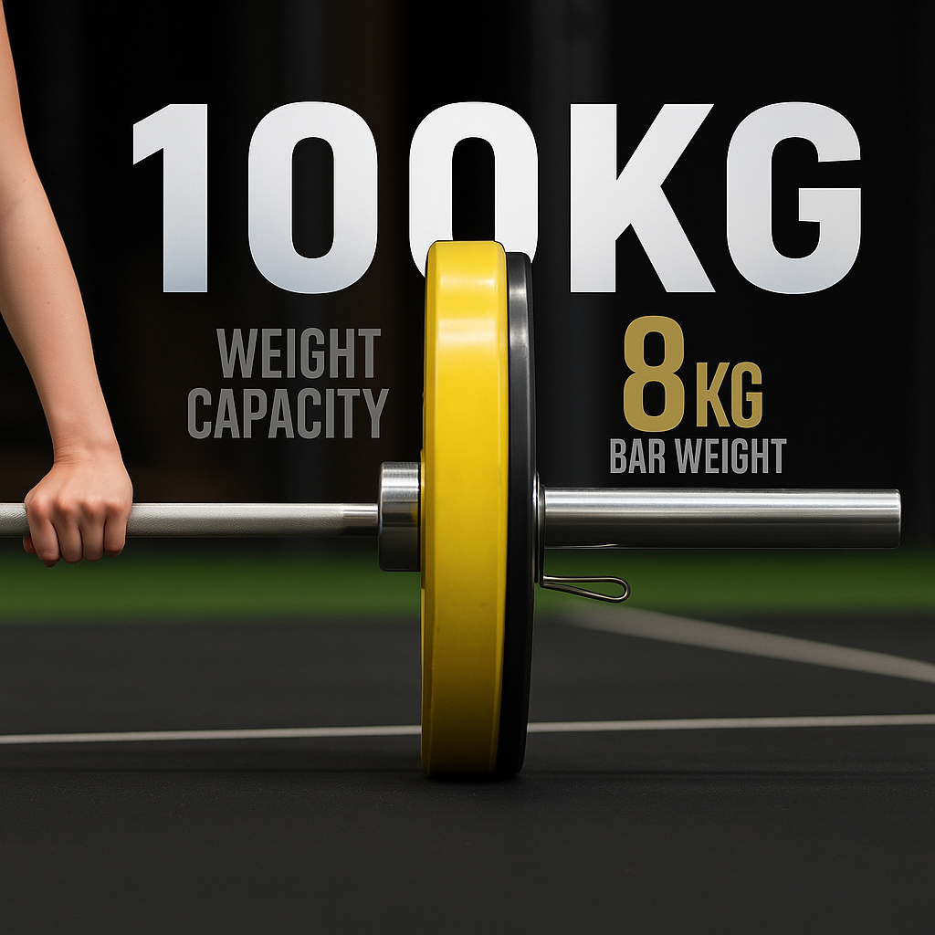 Olympic Barbell Bar – 2" Chrome Finish | 4ft, 5ft, 6ft, 7ft with Collars | Anti-Slip Grip for Weightlifting & Strength Training