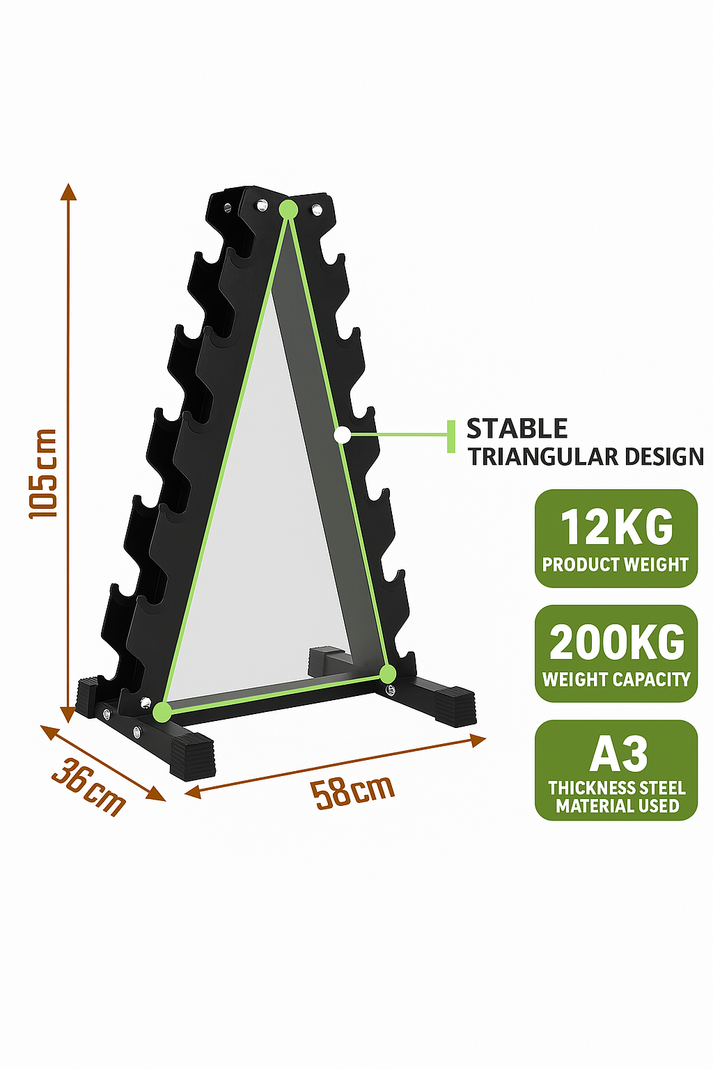 6 Tier Hex Dumbbell Tree Rack