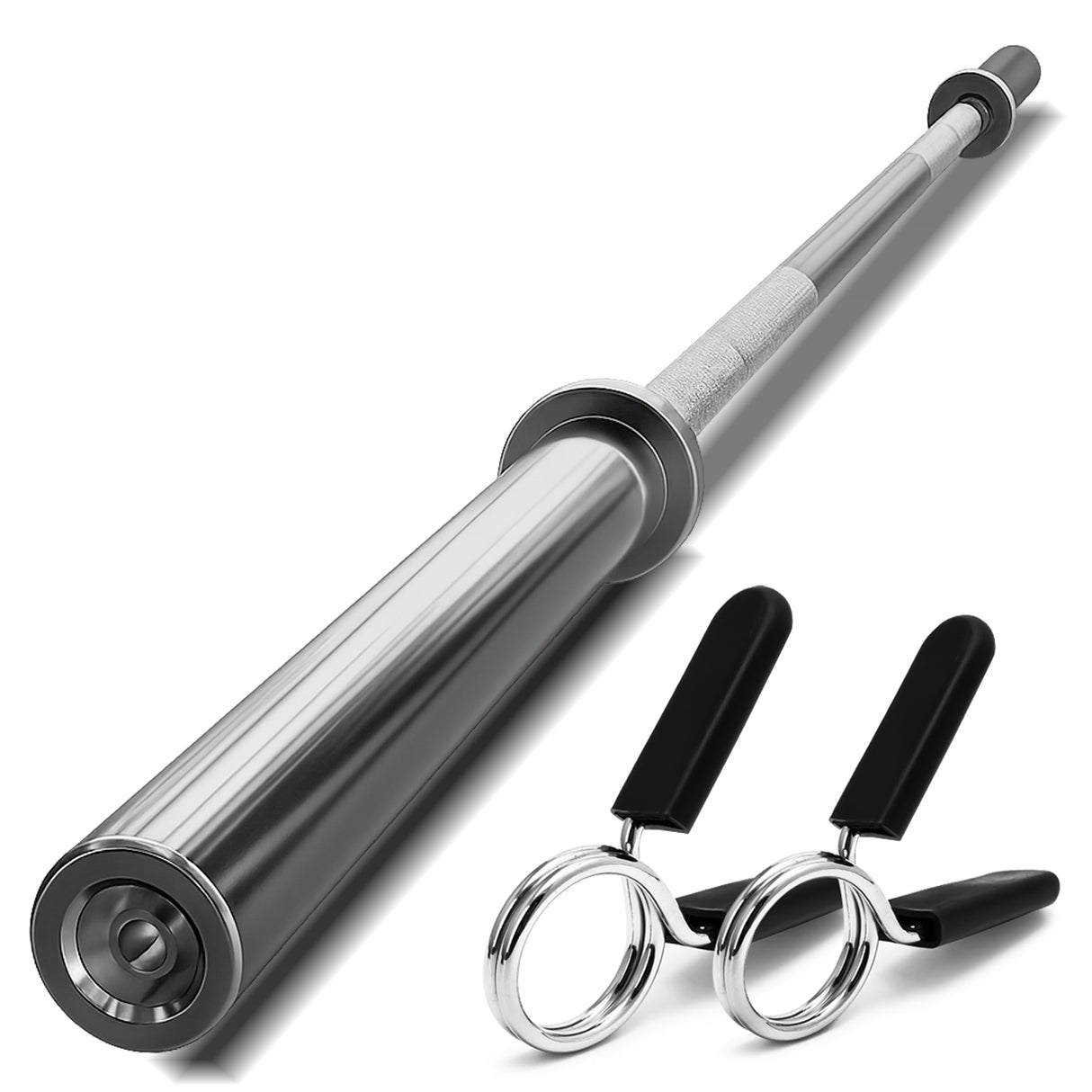 Olympic Barbell Bar – 2" Chrome Finish | 4ft, 5ft, 6ft, 7ft with Collars | Anti-Slip Grip for Weightlifting & Strength Training