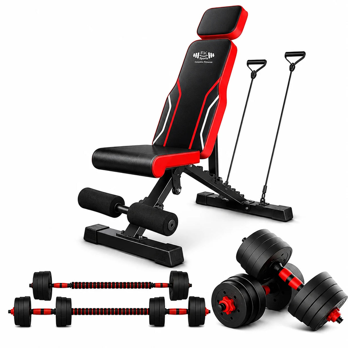 Adjustable Foldable Workout Bench for Home Gym With adjustable dumbbell | FK Sports