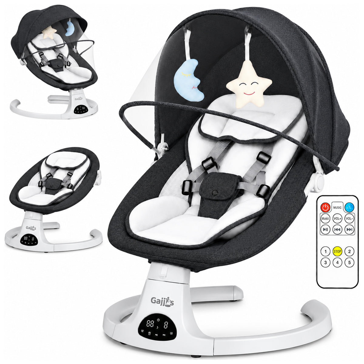 Electric Baby Swing Rocker Chair with Bluetooth & Remote