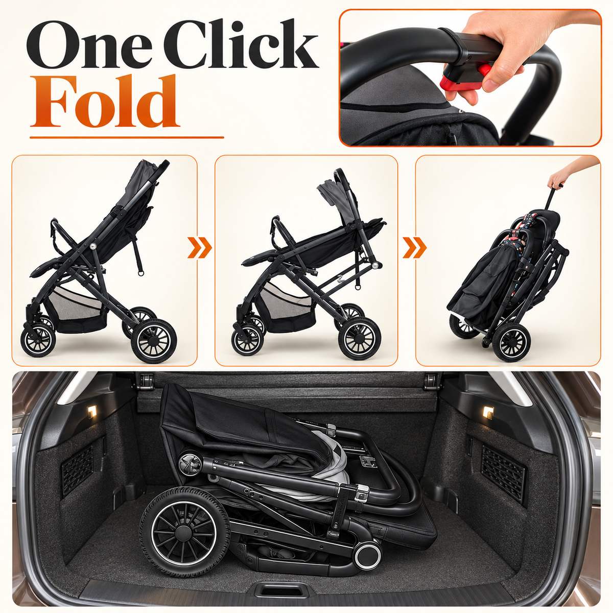 Foldable Baby Stroller – Lightweight Travel Pushchair