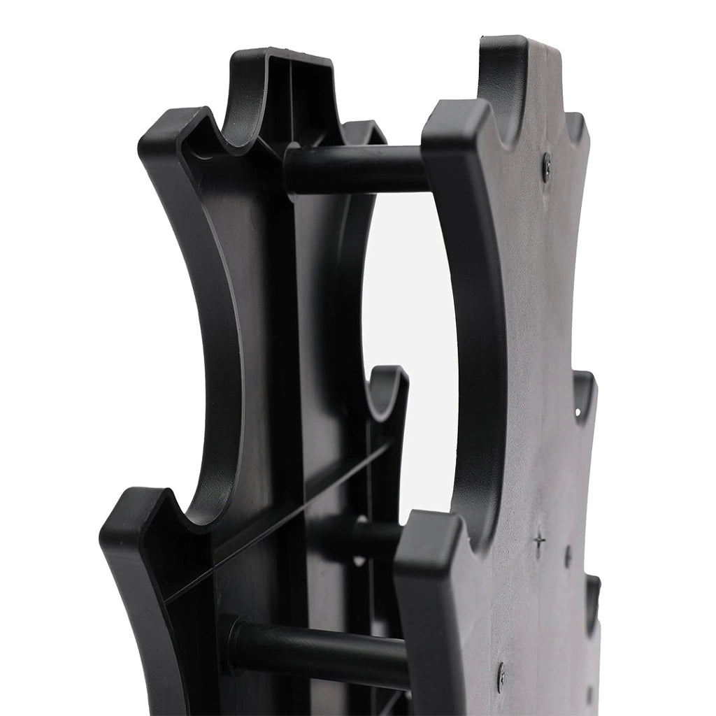 Black durable Plastic dumbbell rack on a white background