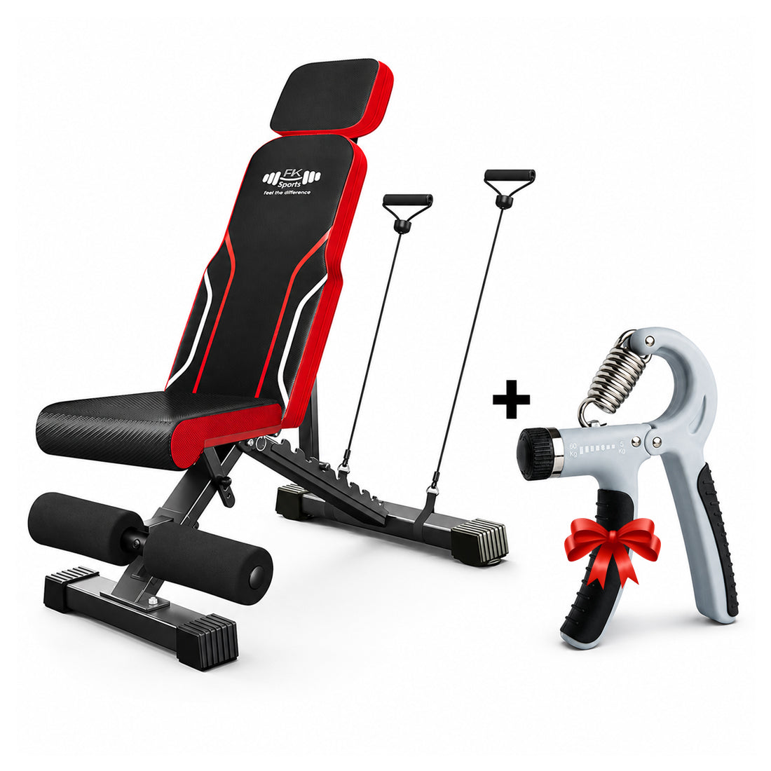 Adjustable Foldable Workout Bench for Home Gym With free hand gripper | FK Sports