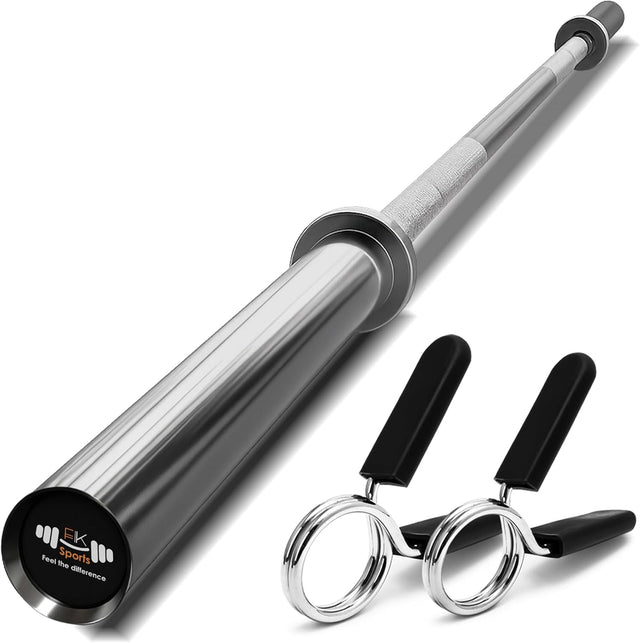 Gym bar with weight plates on a white background uk