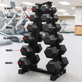 Hex Dumbbell Set with 6 Tier Rack | 2.5–20kg Home Gym Weights Set