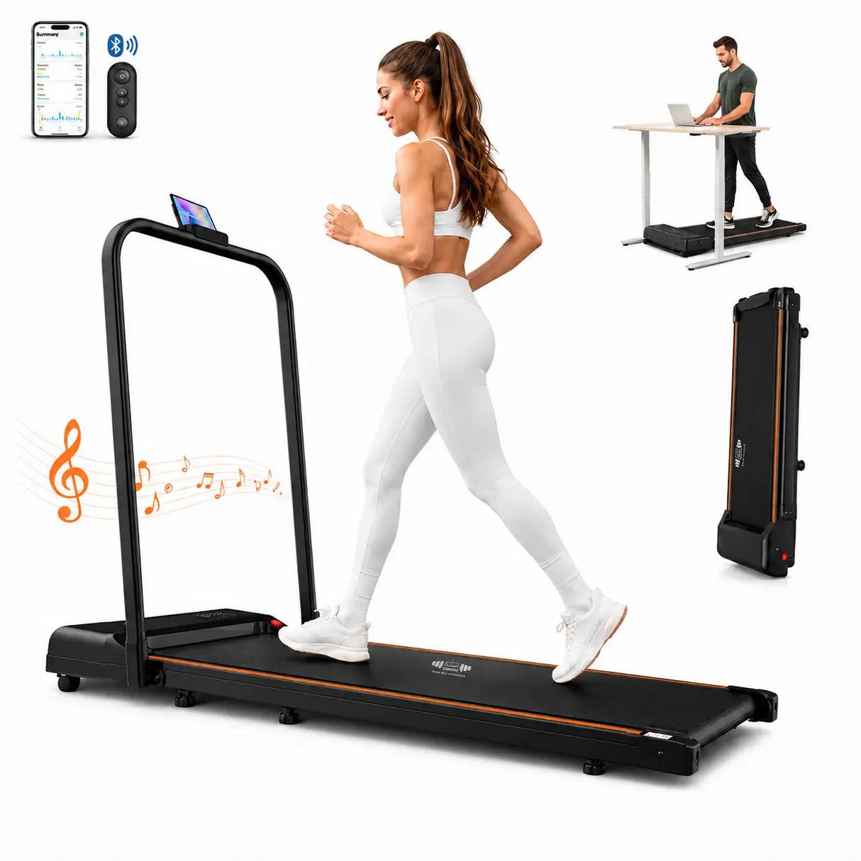 Walking Pad Foldable Under-Desk Treadmill | Quiet 2.5HP Motor, 6km/h, Home & Office