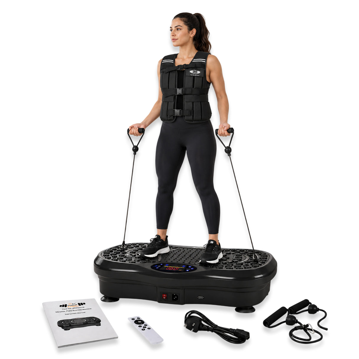 FK Sports 10KG Weighted Vest With Vibration Plate Exercise Machine – Home Gym Fitness Workout Combo