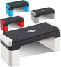 Set of four step Aerobic Exercise Stepper for Adjustable Height in different colors on a white background