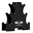 Black sports neoprene dumbbells holder with 'EK Sports' branding on a white background