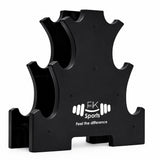 Black sports neoprene dumbbells holder with 'EK Sports' branding on a white background