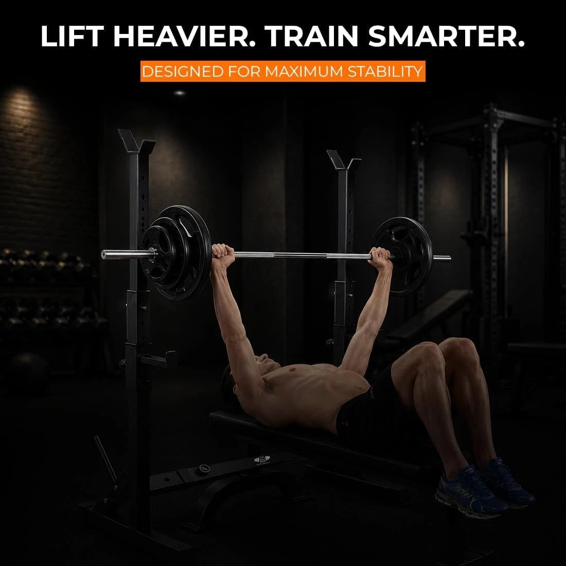 Heavy-Duty Adjustable Squat Rack – Barbell Stand for Home Gym Bench Press & Lifting