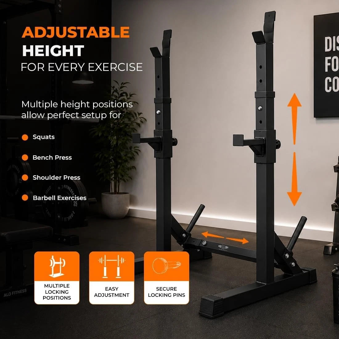 Heavy-Duty Adjustable Squat Rack – Barbell Stand for Home Gym Bench Press & Lifting