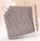 Wood-patterned EVA Interlocking mat on a light background