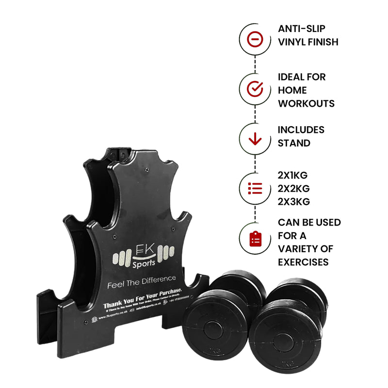 12kg Dumbbell Weights Set with Stand