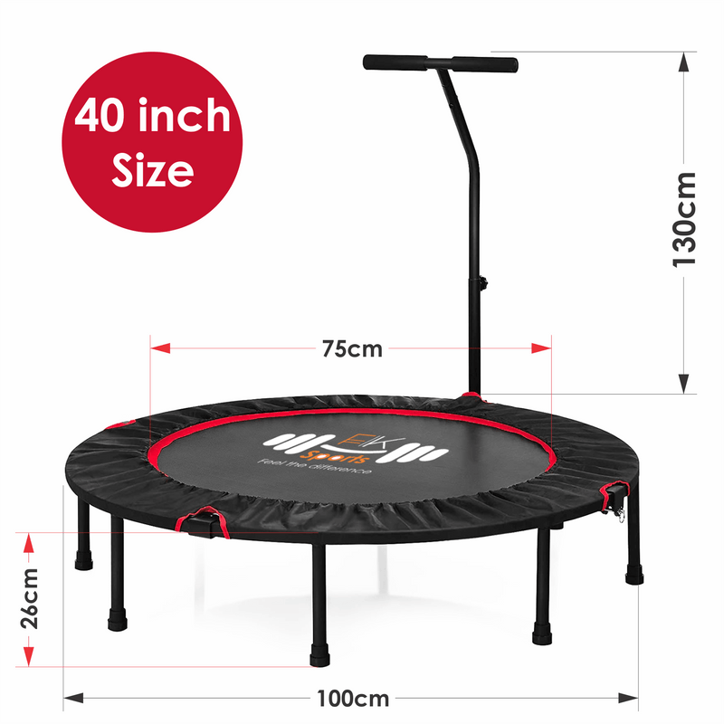 Fitness Mini Trampoline 40 48 inch with T bar Handle FK Sports