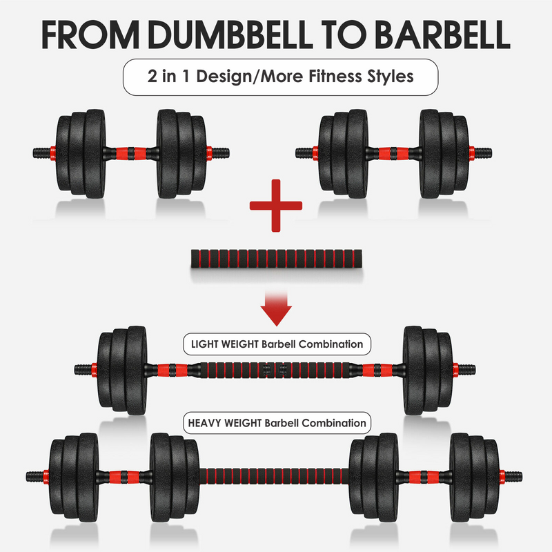 40Kg Adjustable Dumbbells With Barbell Set