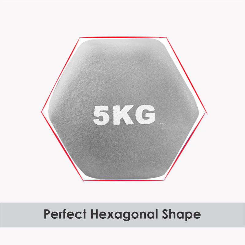 hexa shape Neoprene Plastic Dip Dumbbells Set - FK Sports