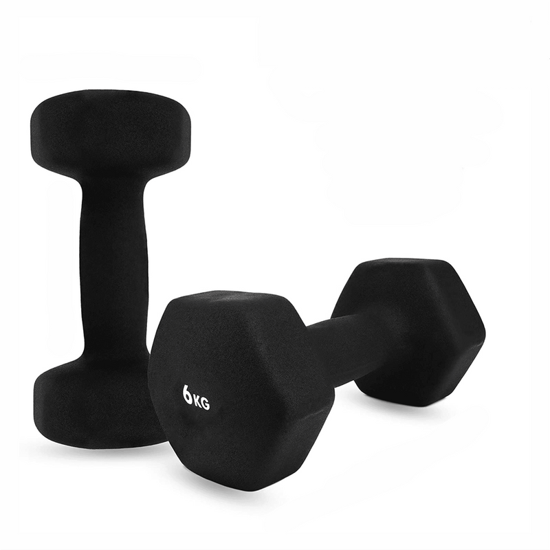 6KG Neoprene Plastic Dip Dumbbells Set