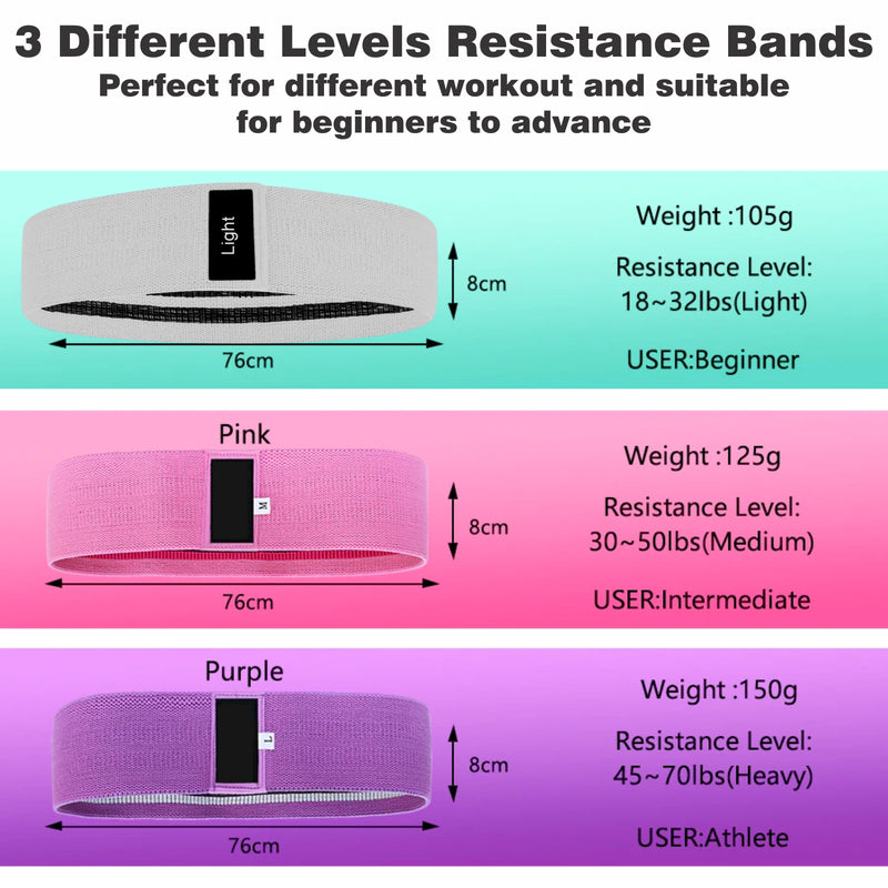 Fabric Resistance Bands 3 Pcs Set